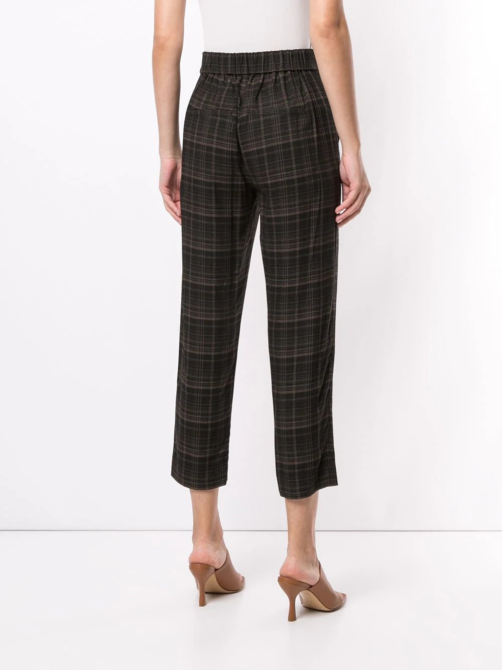 plaid print pull-on trousers - 4