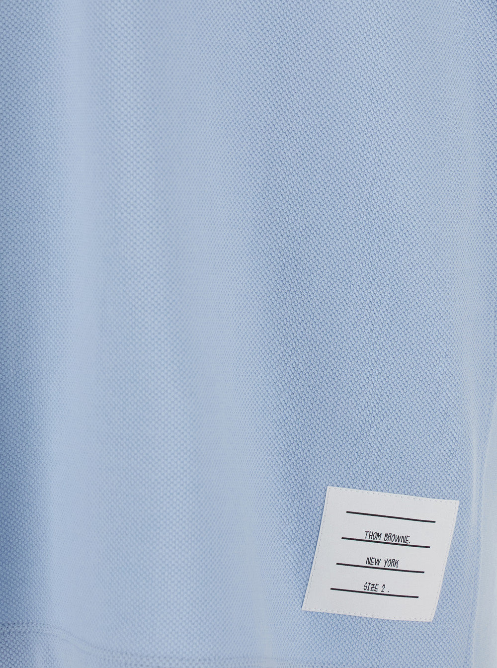 Thom Browne Men Light Blue Polo Shirt With Four Stripe Detail And Logo Patch On The Front In Cotton  - 3