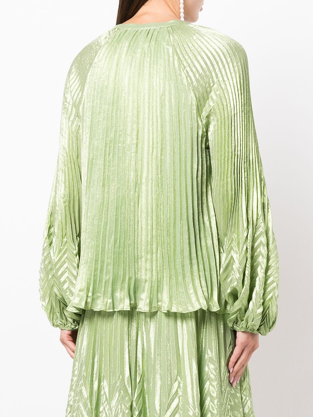 silk-blend V-neck pleated top - 4