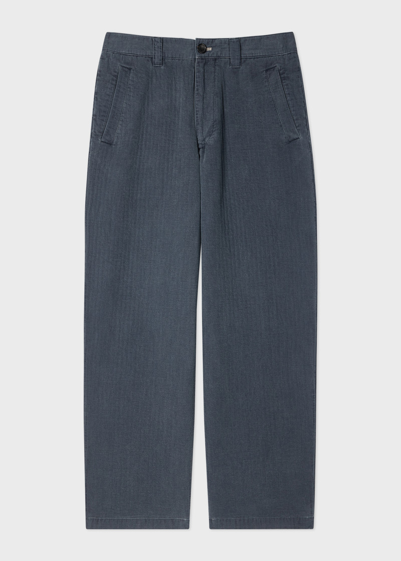 Washed Indigo Self-Quilted Cotton Trousers 1