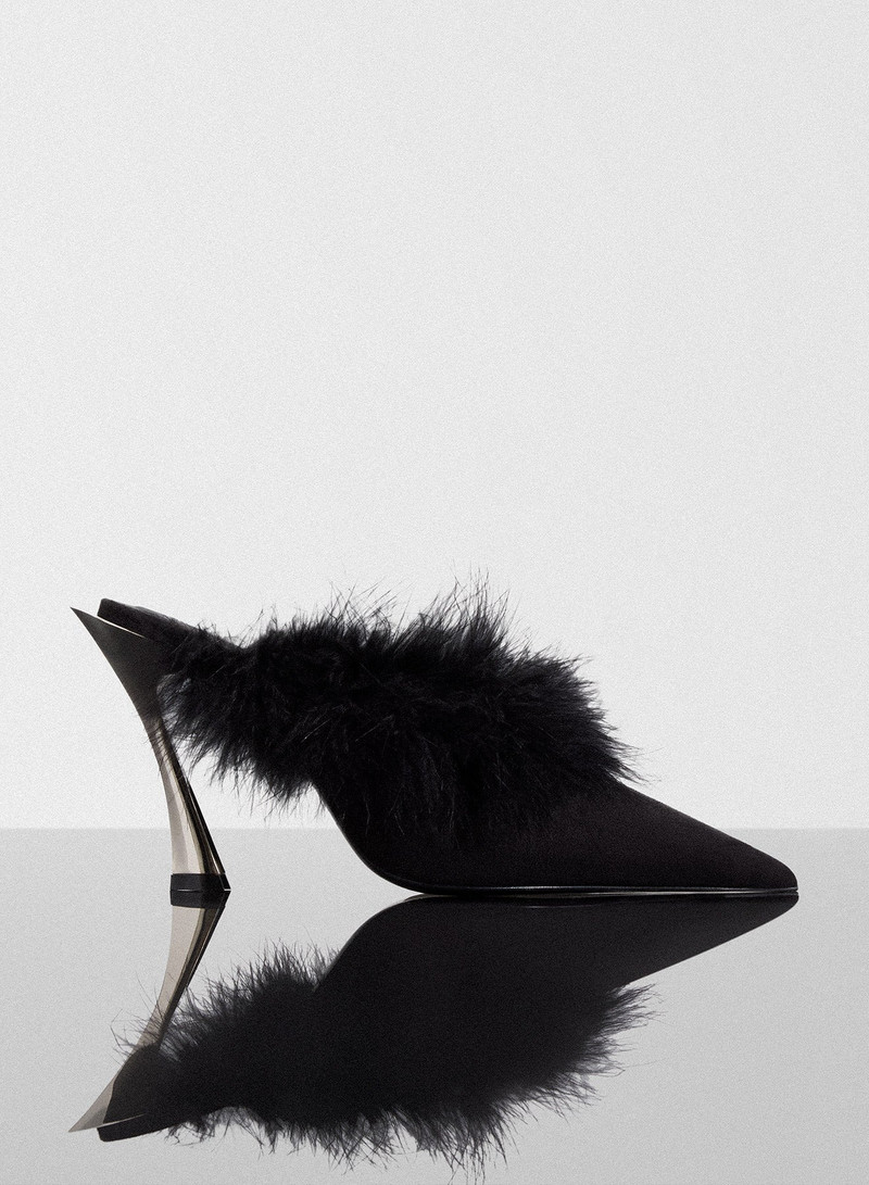 black marabou Fang 95 mules 1