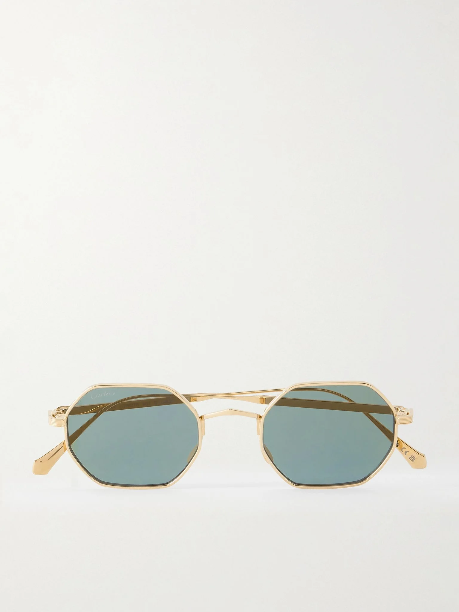 Signature C Geometric Round-Frame Gold-Tone Titanium Sunglasses Gold - 1