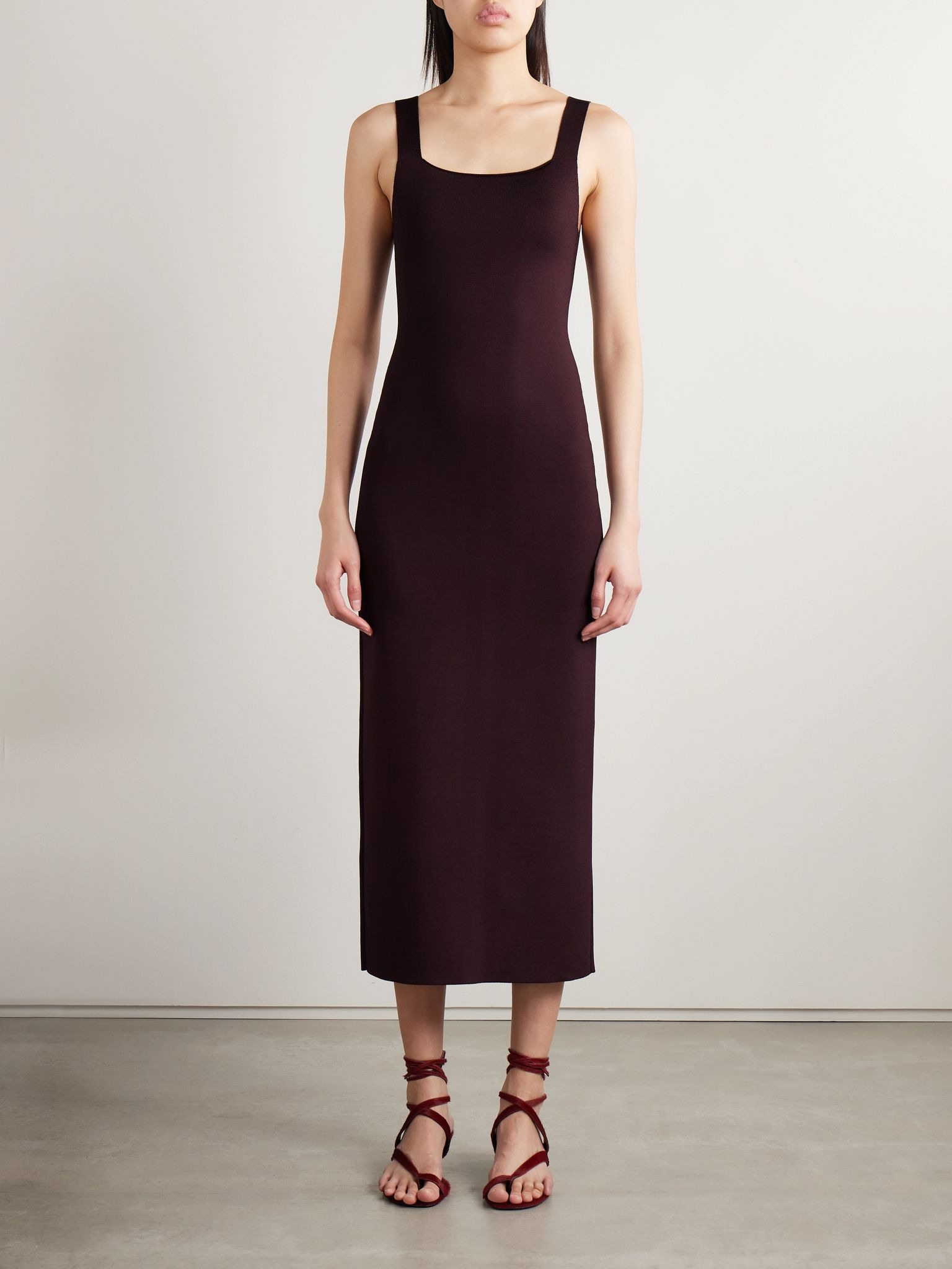 Dixi stretch-knit midi dress Burgundy - 3