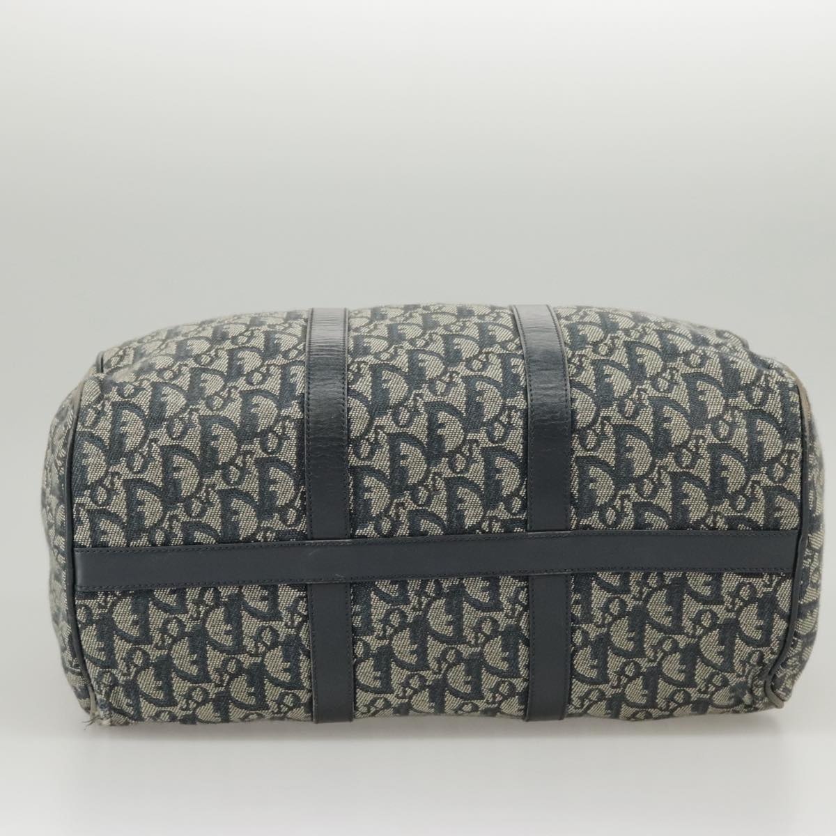 DIOR Trotter Canvas Hand Bag Navy Gold Silver - 5