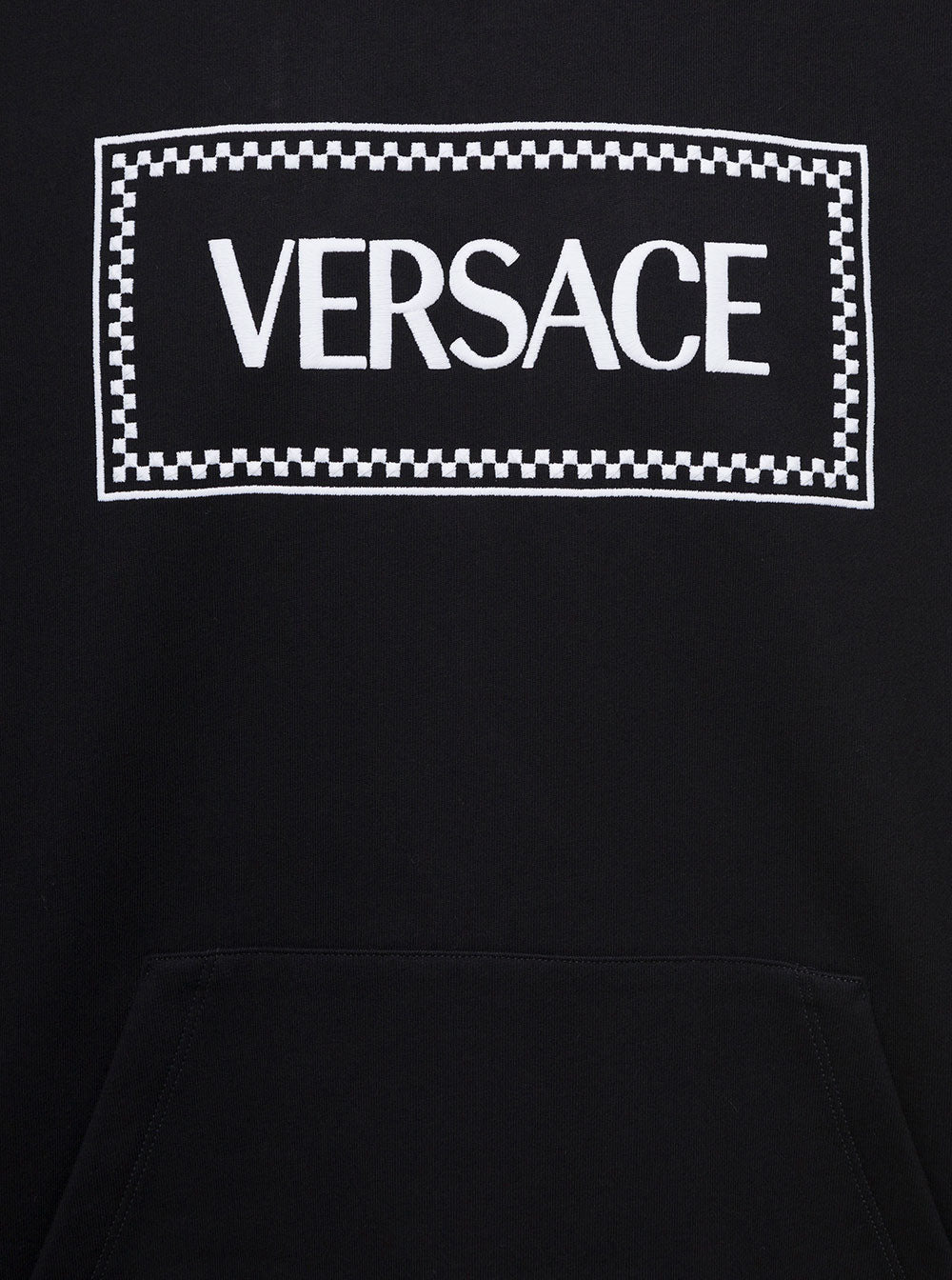 Versace Men Black Hoodie With Contrasting Logo Lettering Print In Cotton Man - 3