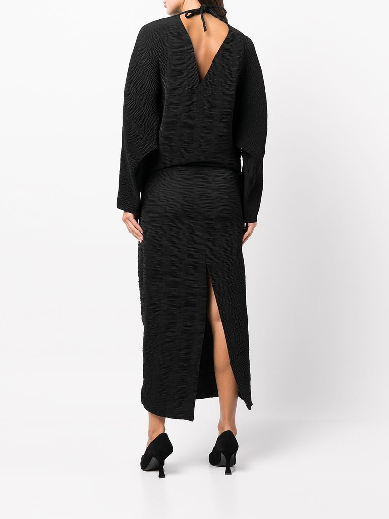 Emerson V-back plissé-effect midi dress 4