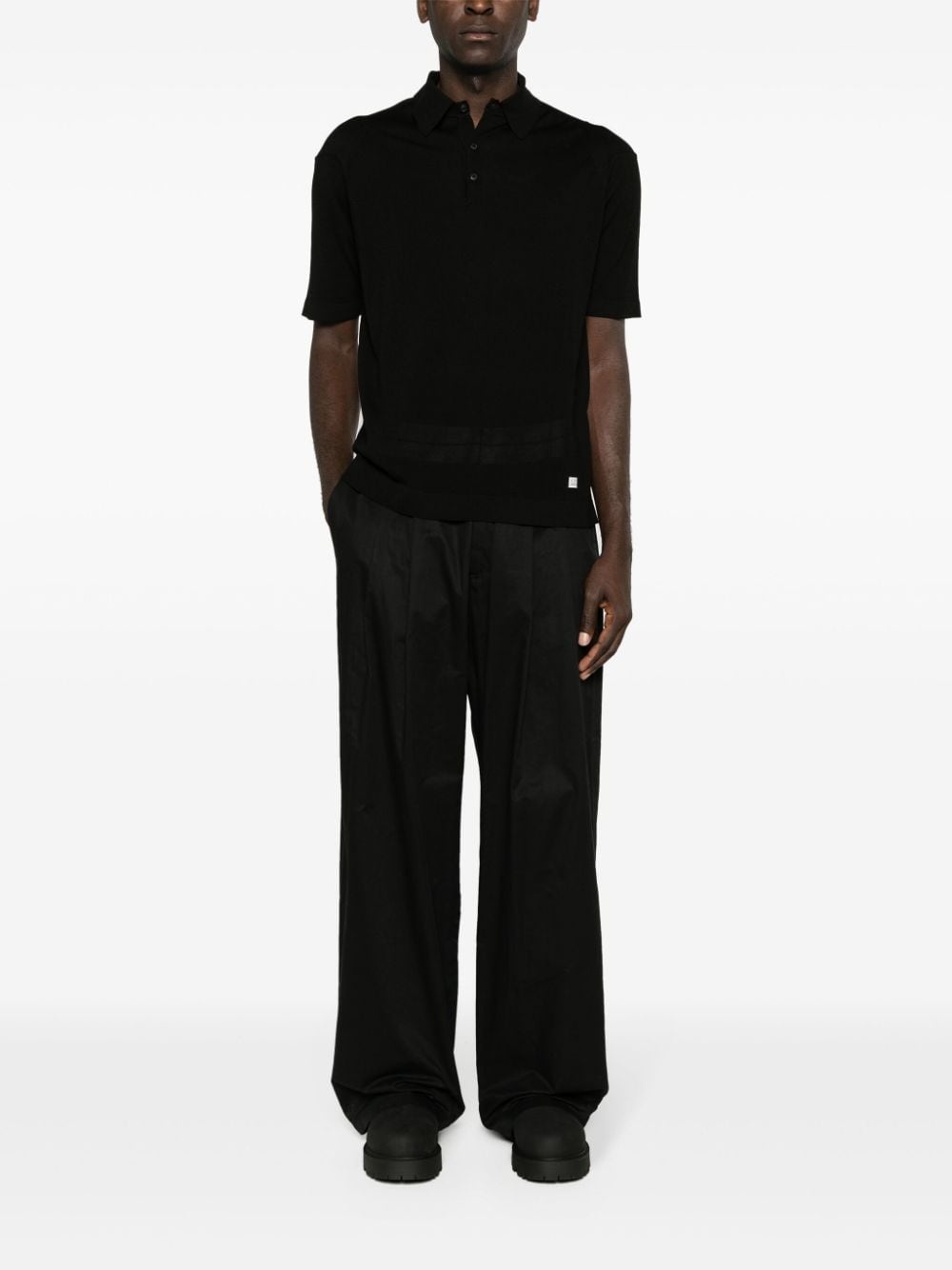 logo-patch knitted polo shirt - 2