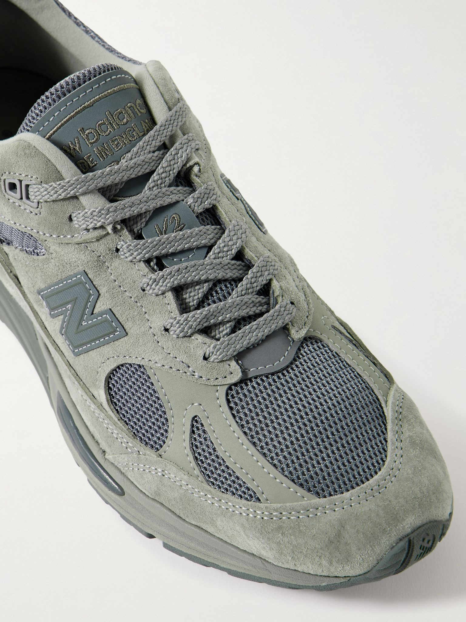 + thisisneverthat 991v2 Leather-Trimmed Suede and Mesh Sneakers Gray - 5