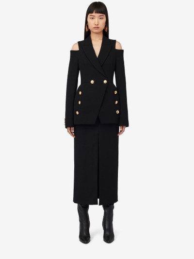 Alexander McQueen Women's Cut-out Double-breasted Military Jacket in Black outlook