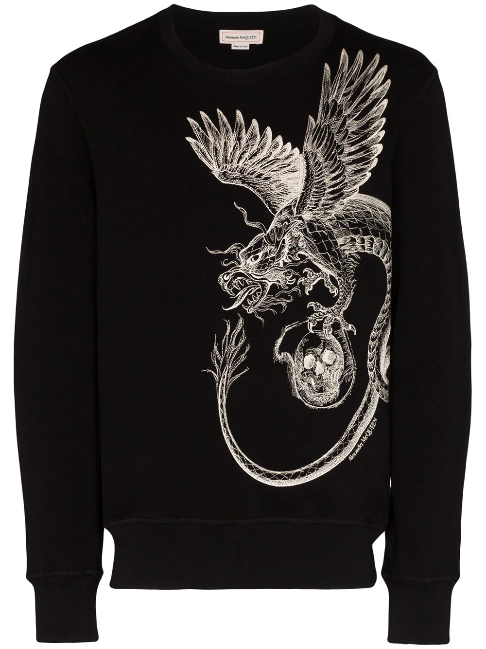 crew neck dragon print sweatshirt - 1