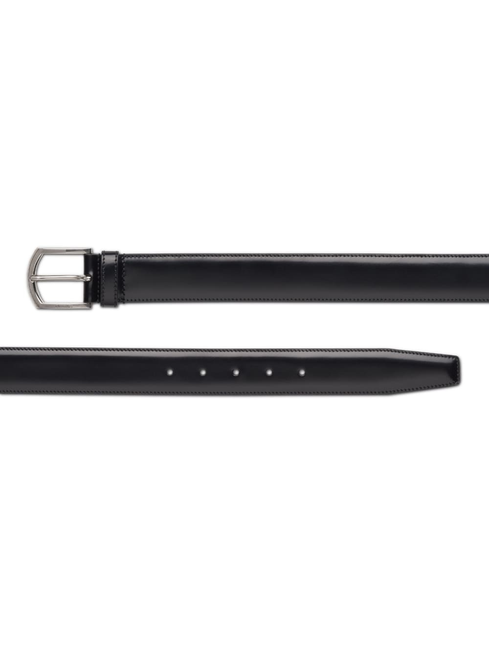 polished buckle-fastening leather belt - 2