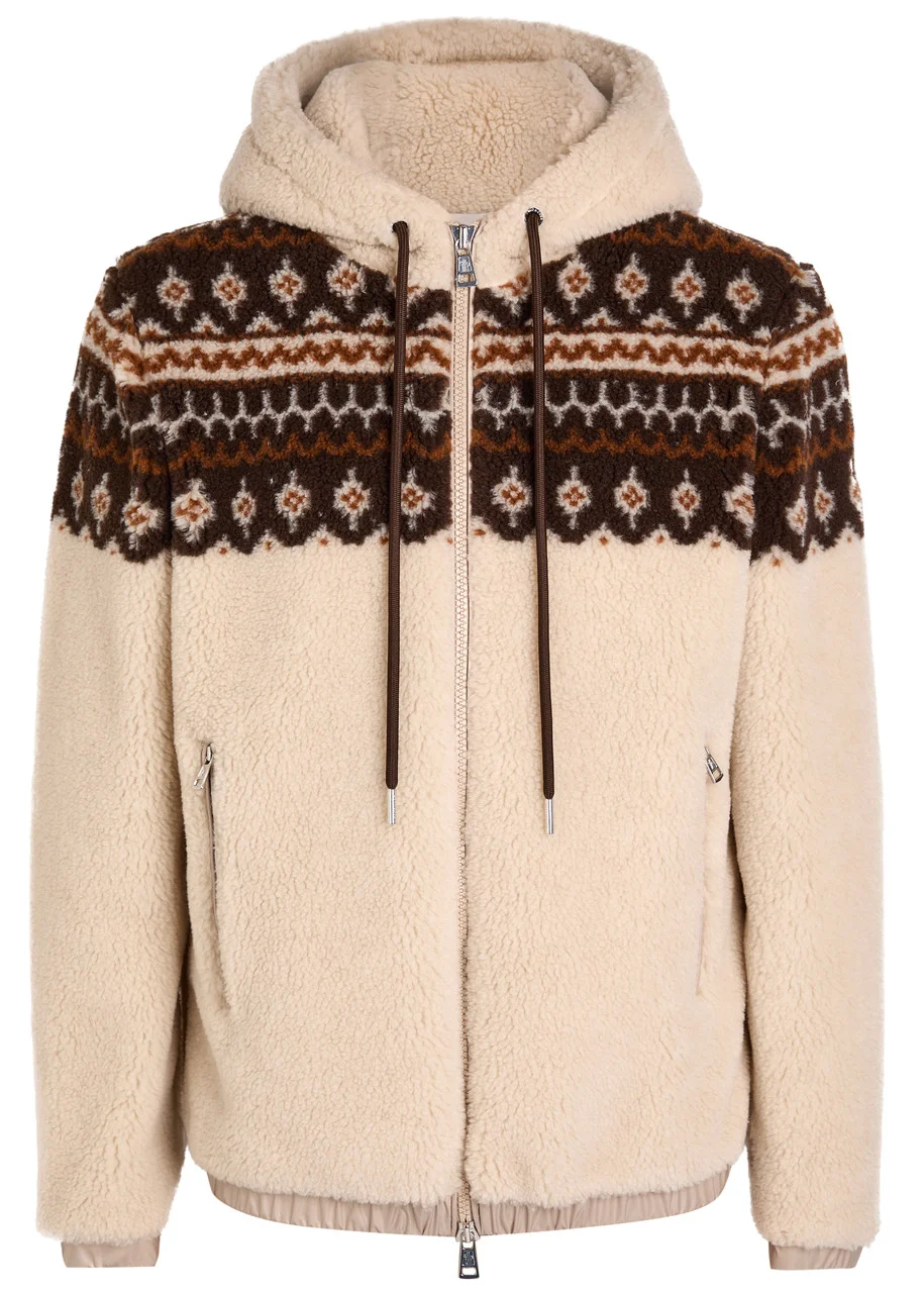 Moncler Felpa Aperta Hooded Teddy Fleece Jacket - 1