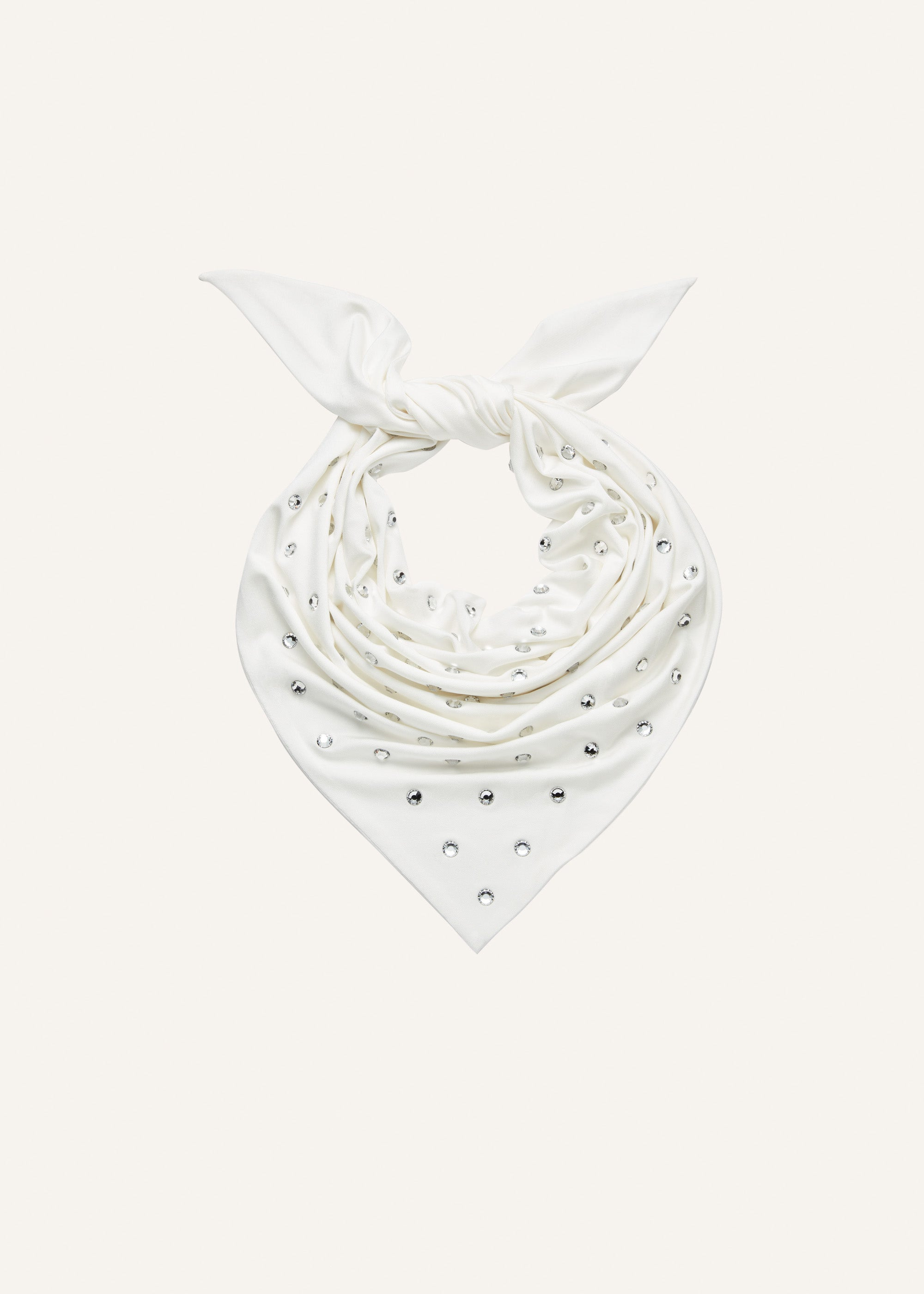 Crystal-studded triangle bandana in cream - 1