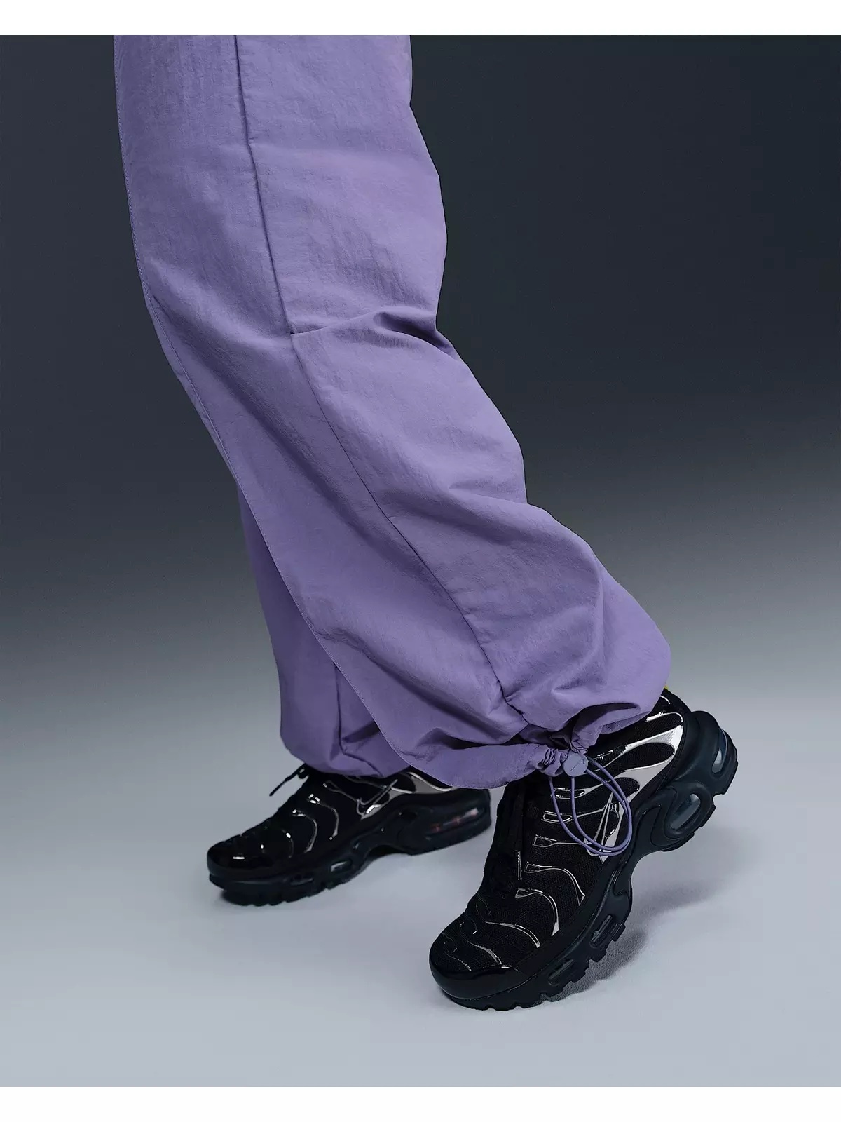 Women's Sportswear Trend Woven Mid-Rise Open-Hem Pants -Purple - 6
