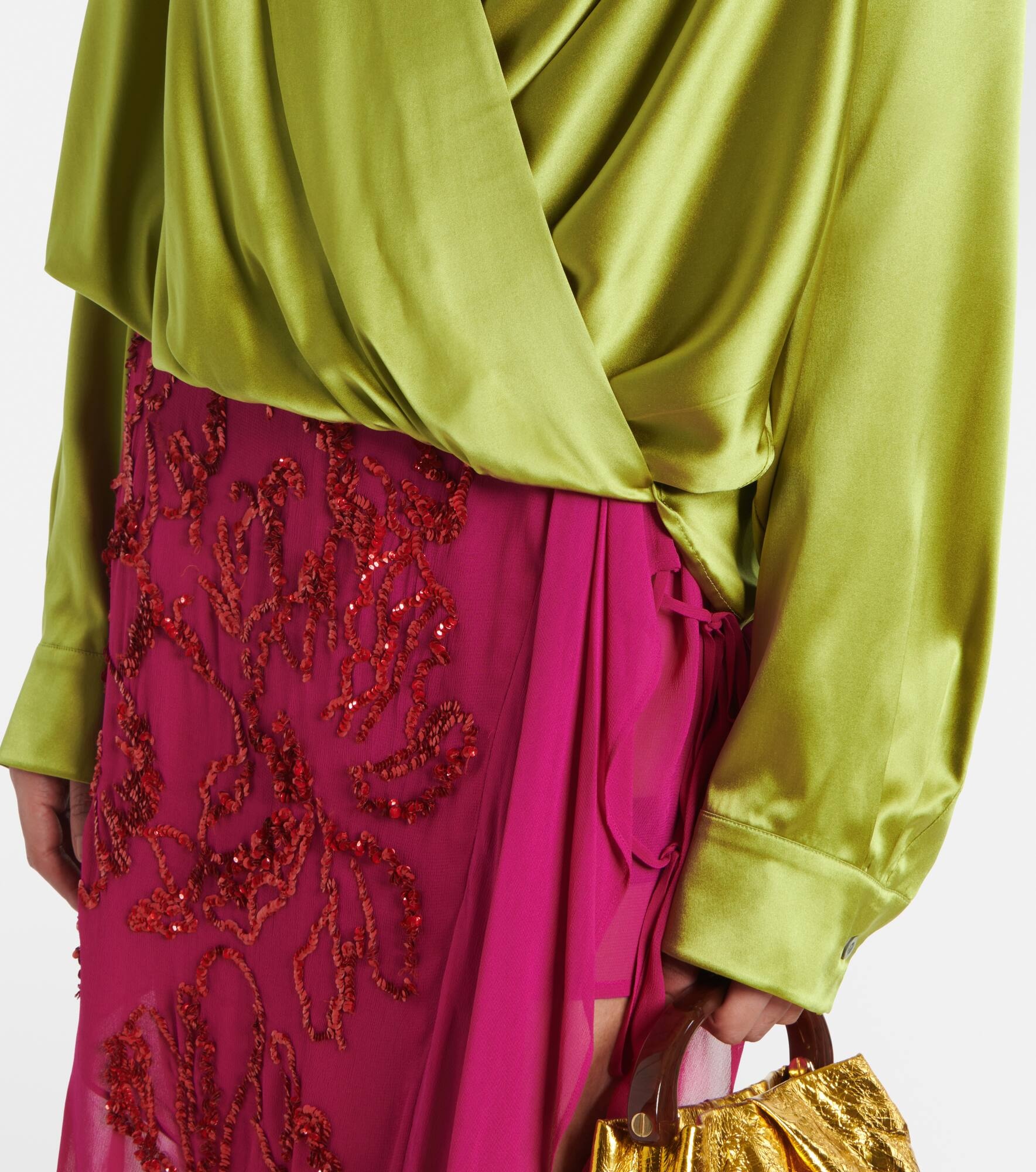 Draped silk-blend satin blouse - 5