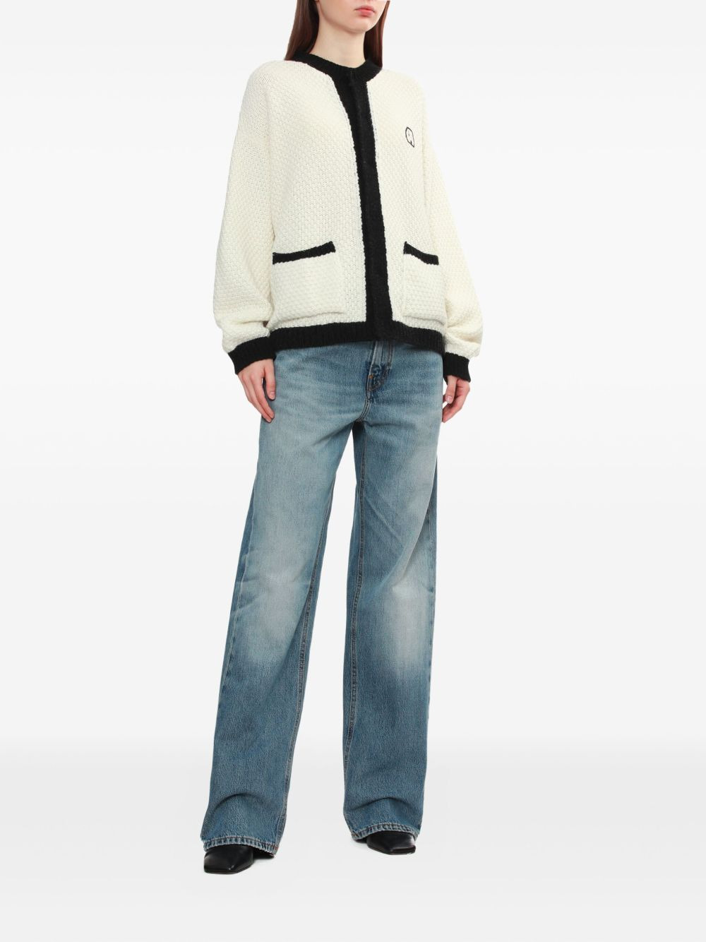 logo-embroidered cardigan - 2