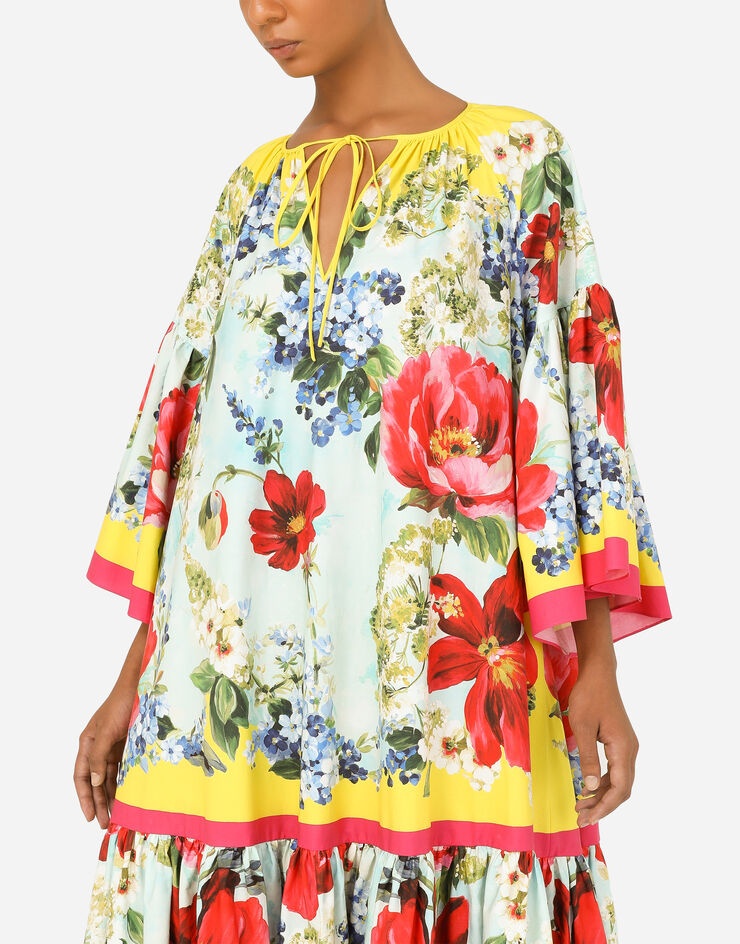 Garden-print poplin caftan - 4