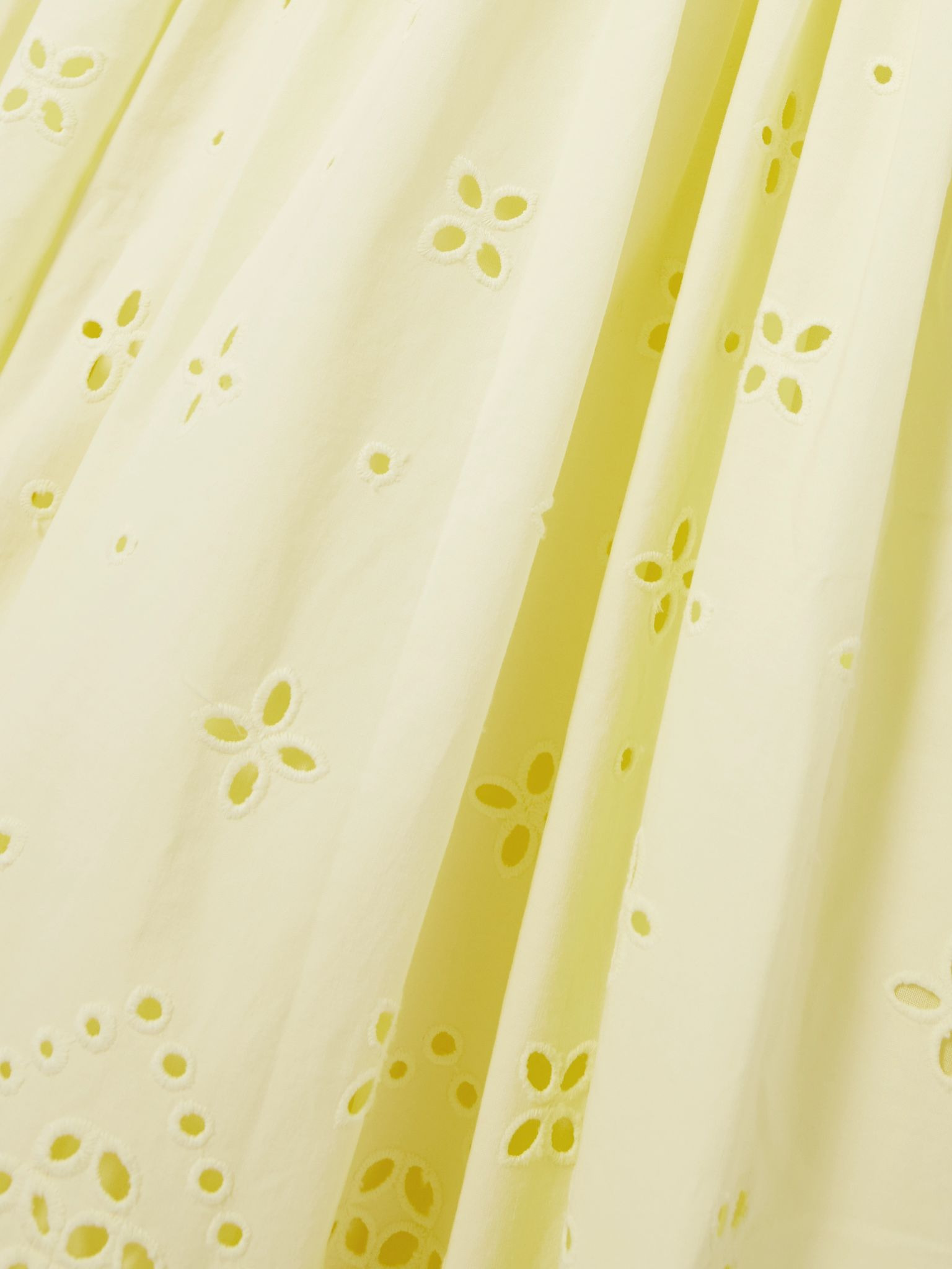 Drawstring broderie anglaise cotton midi dress Yellow - 4