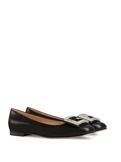 GUCCI Leather ballet flat with crystal G outlook