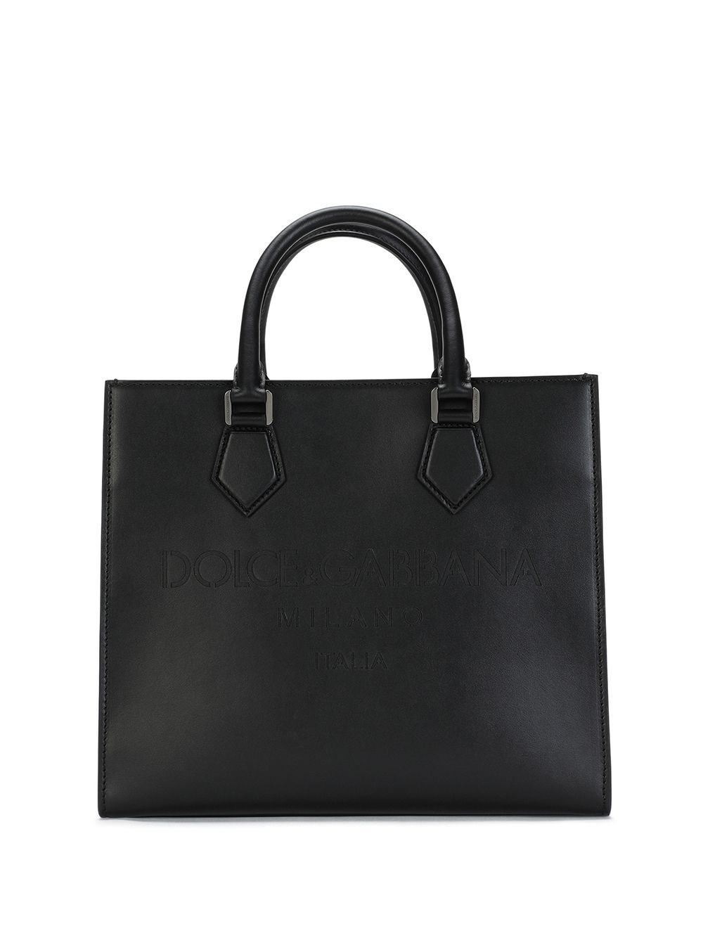 logo-embossed leather tote bag - 1