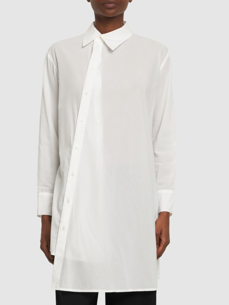 Cotton voile asymmetric buttoned shirt - 3