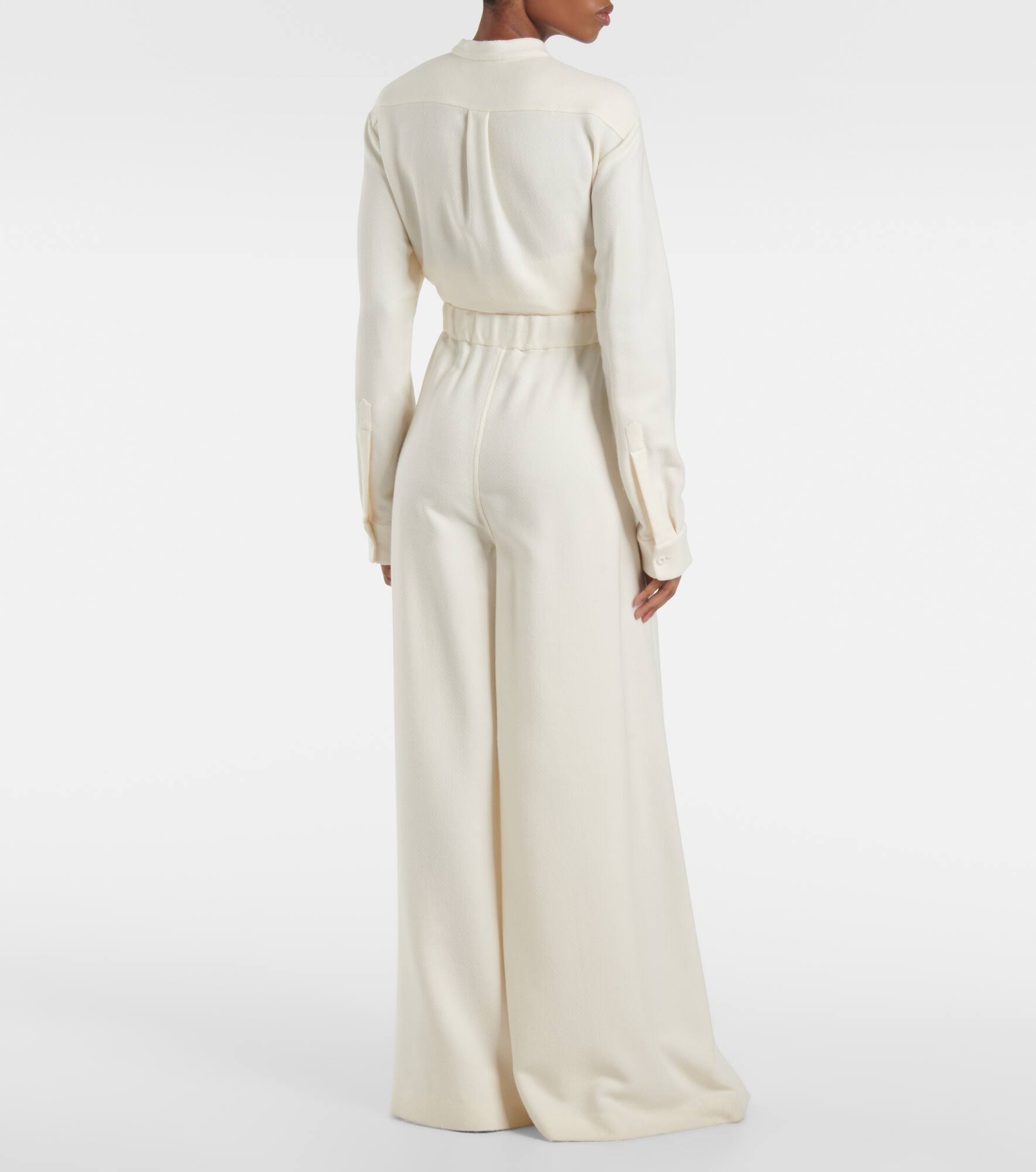 Gelos wool and silk jacquard palazzo pants - 3