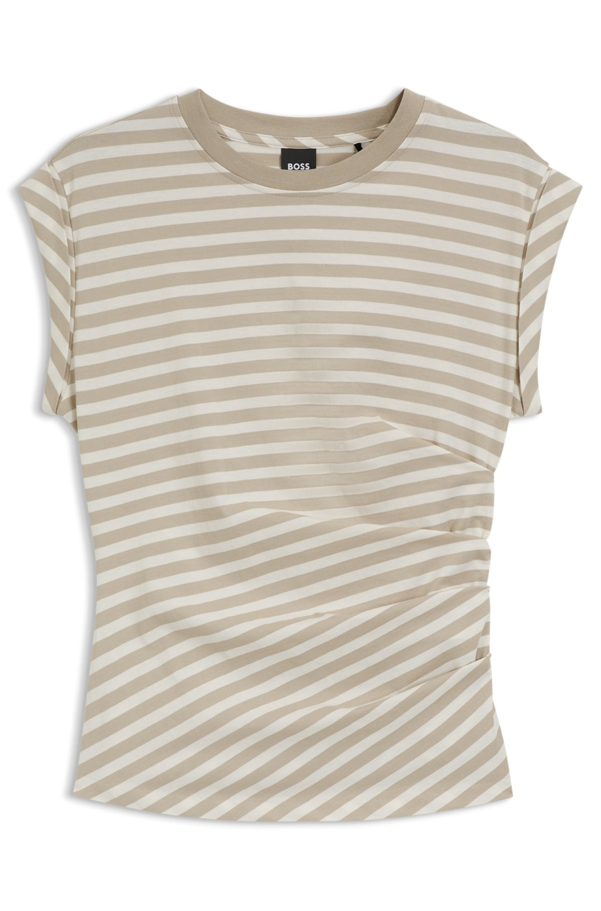 STRIPED TOP IN COTTON JERSEY WITH GATHERED WAIST - 1