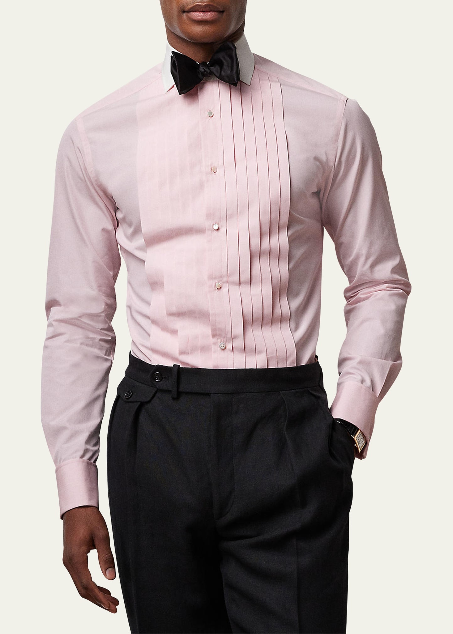 Men's Pleated French-Cuff Tuxedo Shirt - 4