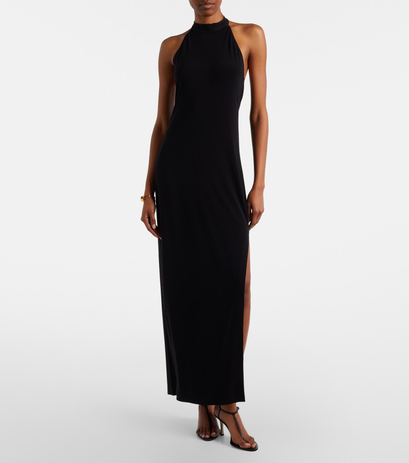 Draped halterneck jersey maxi dress 6