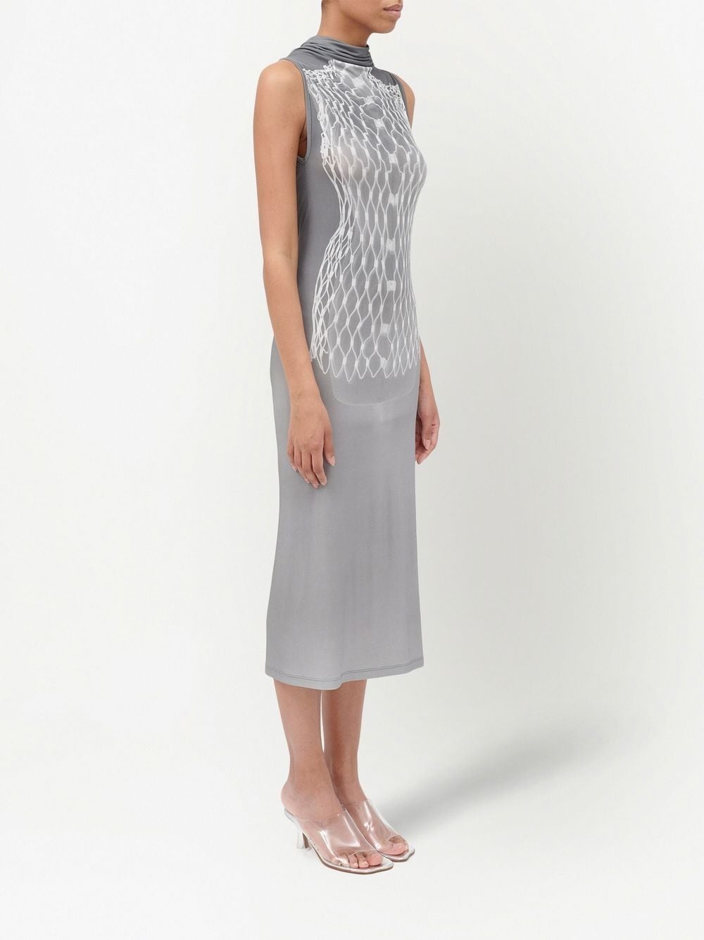 graphic rear-drape midi dress - 3