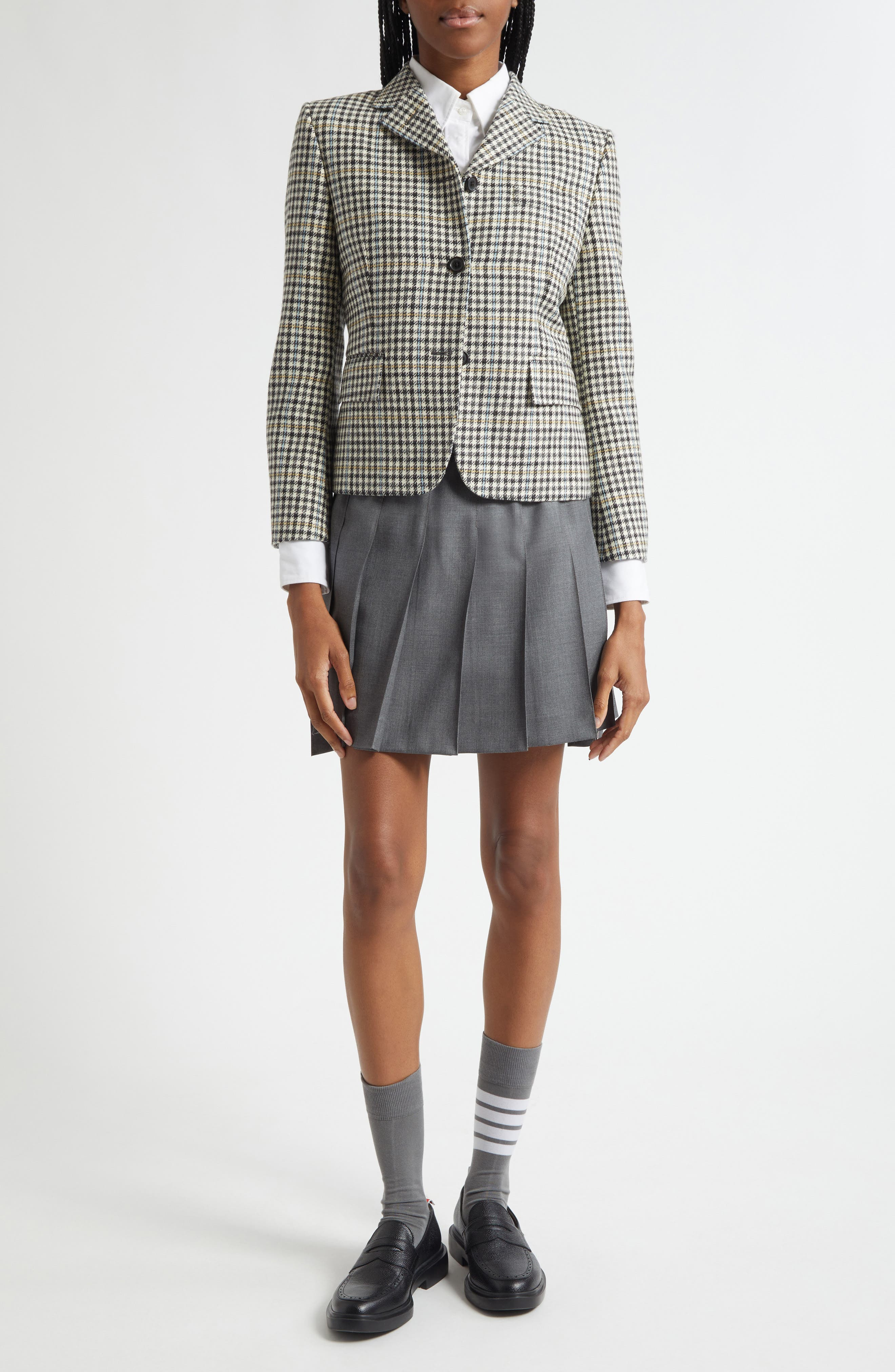 Thom Browne Drop Back Pleated Wool Miniskirt in Medium Grey at Nordstrom - 2