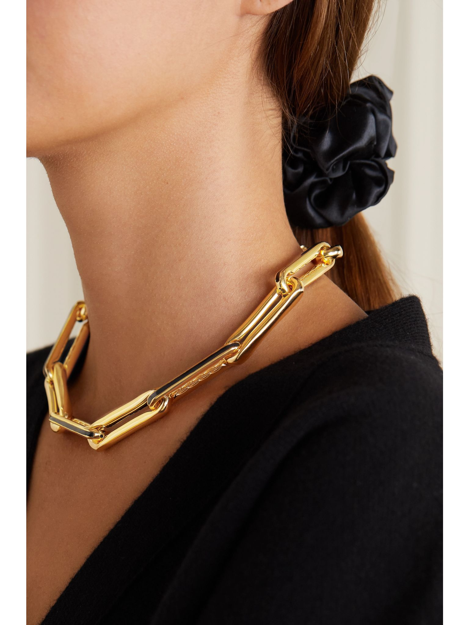 Extra Large 14-karat gold and enamel necklace Gold - 4