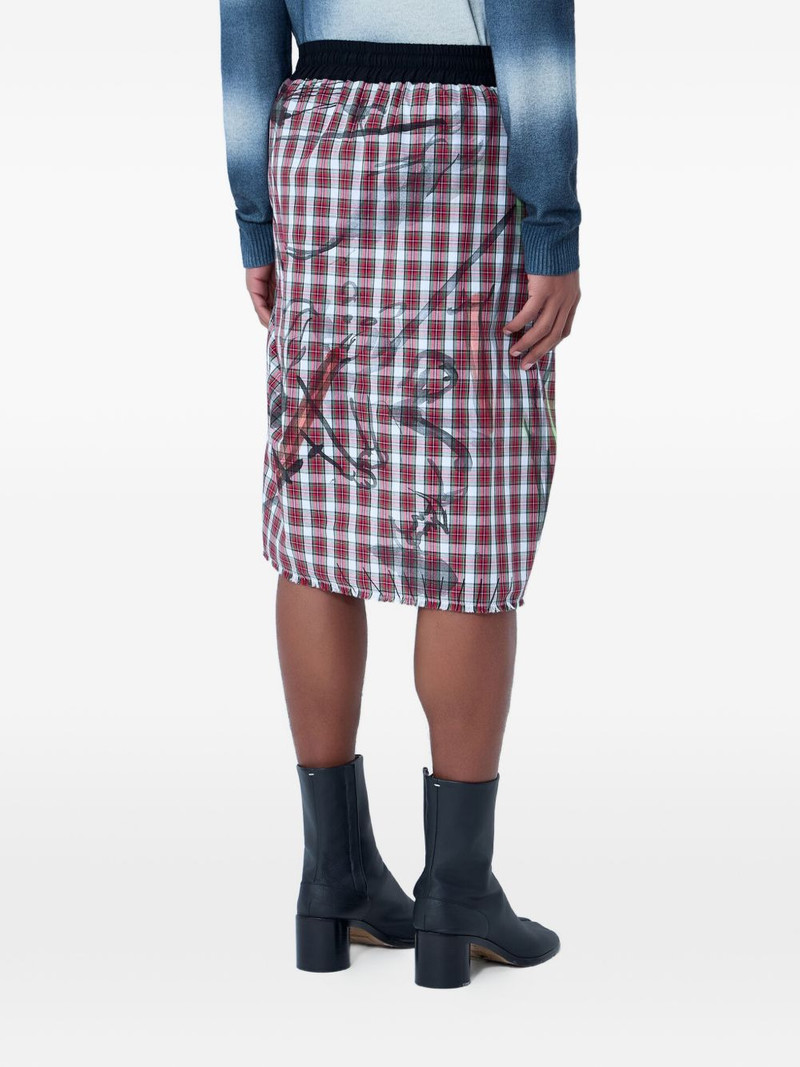 asymmetrical wrap check-print skirt 3
