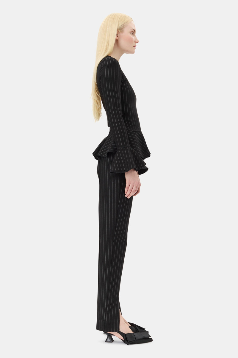 BLACK STRIPE MID WAIST PANTS 4