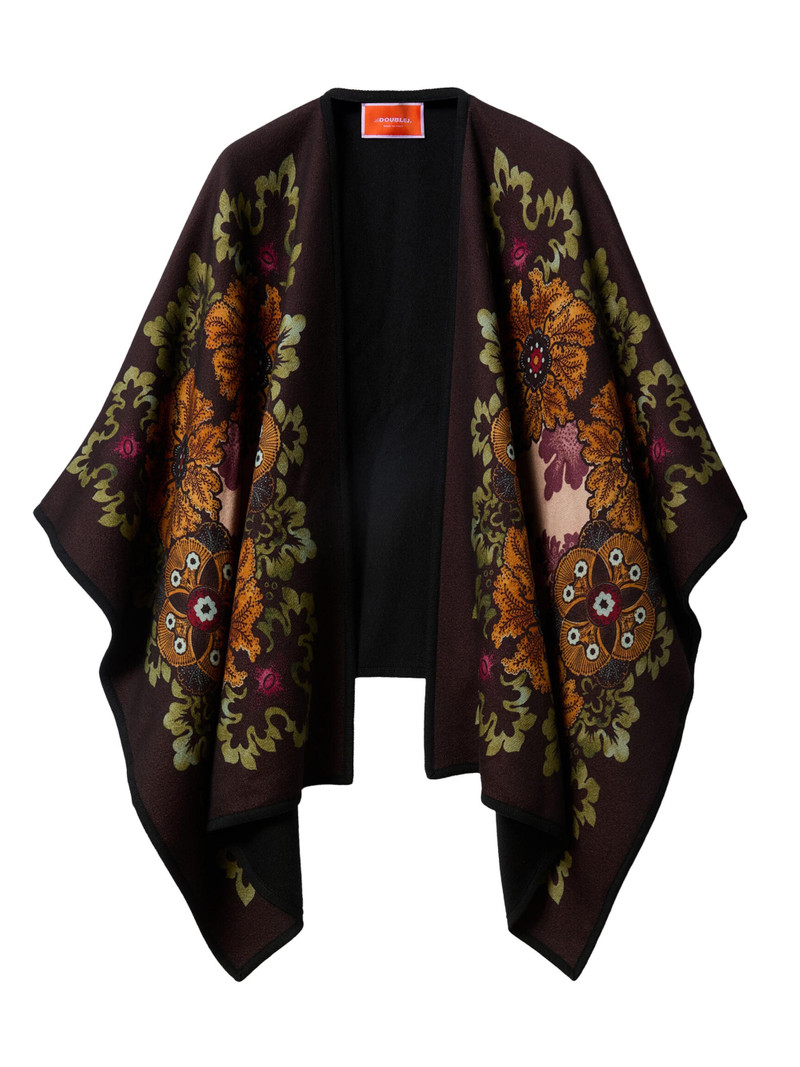 Women's Poncho - Bounty Placee Burgundy 1