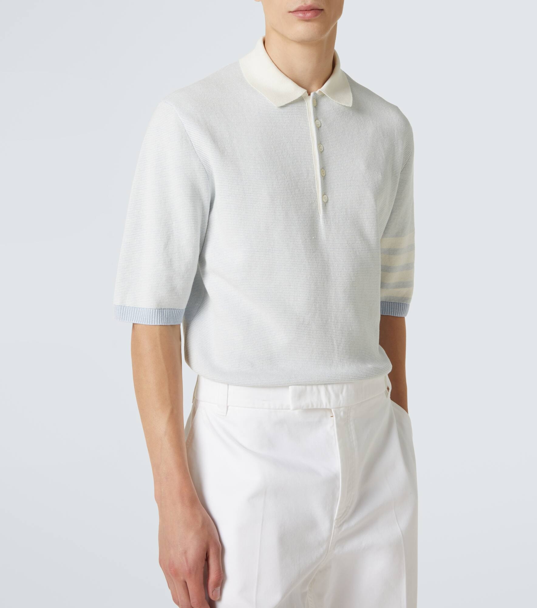 4-Bar linen and cotton polo shirt - 5