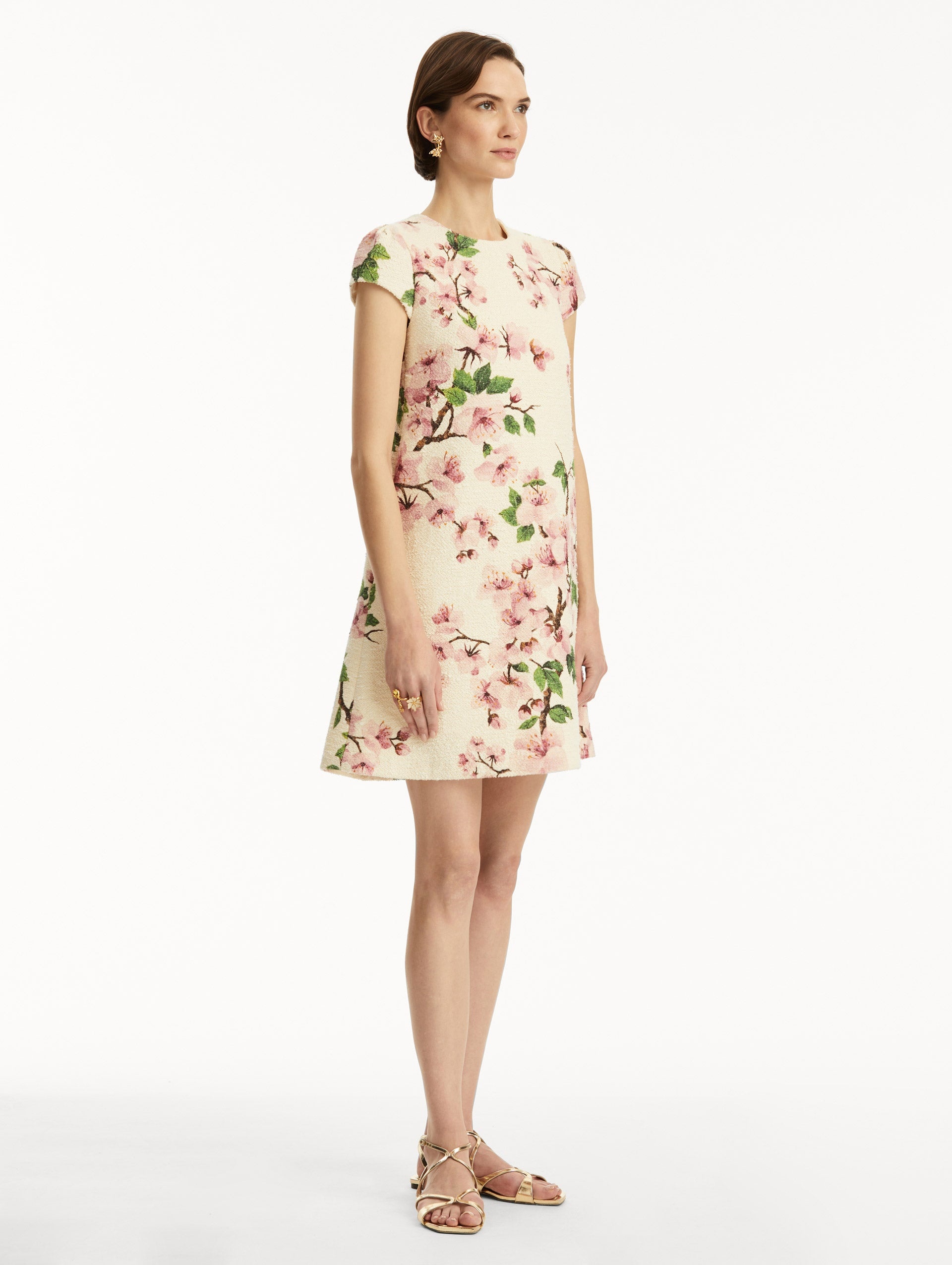 CHERRY BLOSSOM EMBROIDERED CAP SLEEVE DRESS - 4