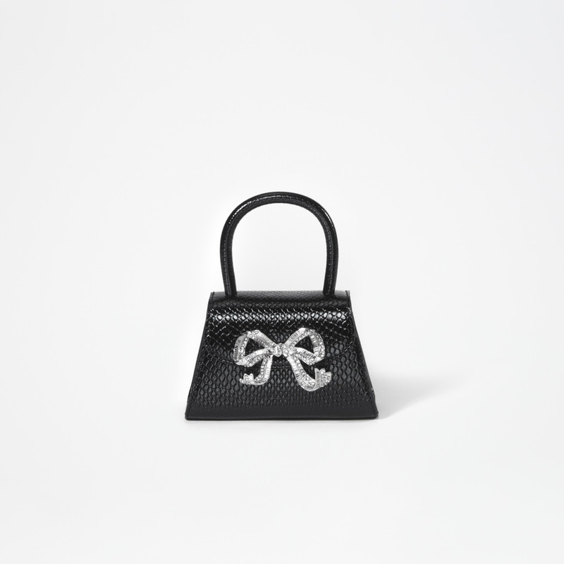 Black Python Diamante Bow Micro Bag 1