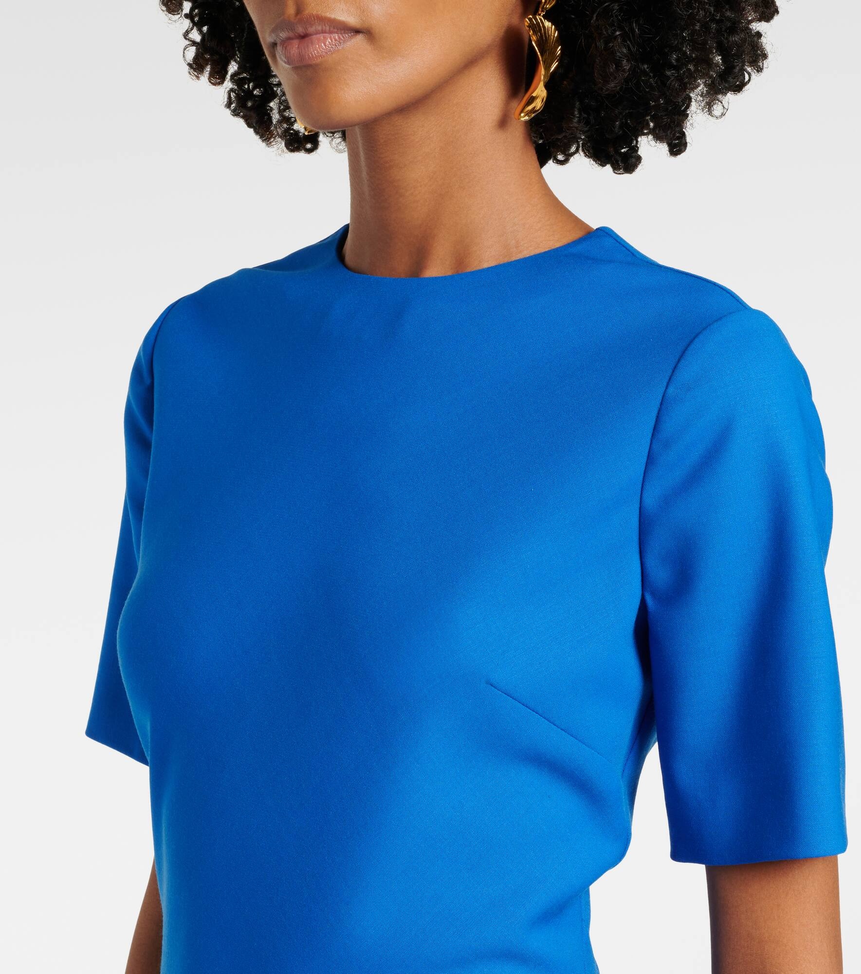 Draped wool-blend midi dress - 4