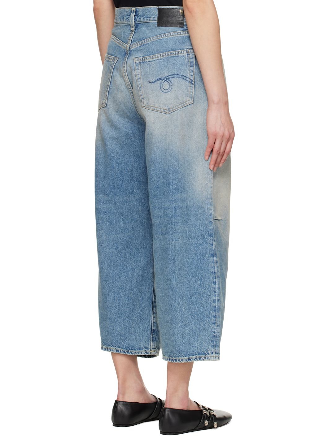 Blue Cropped Wide Leg Jeans - 3