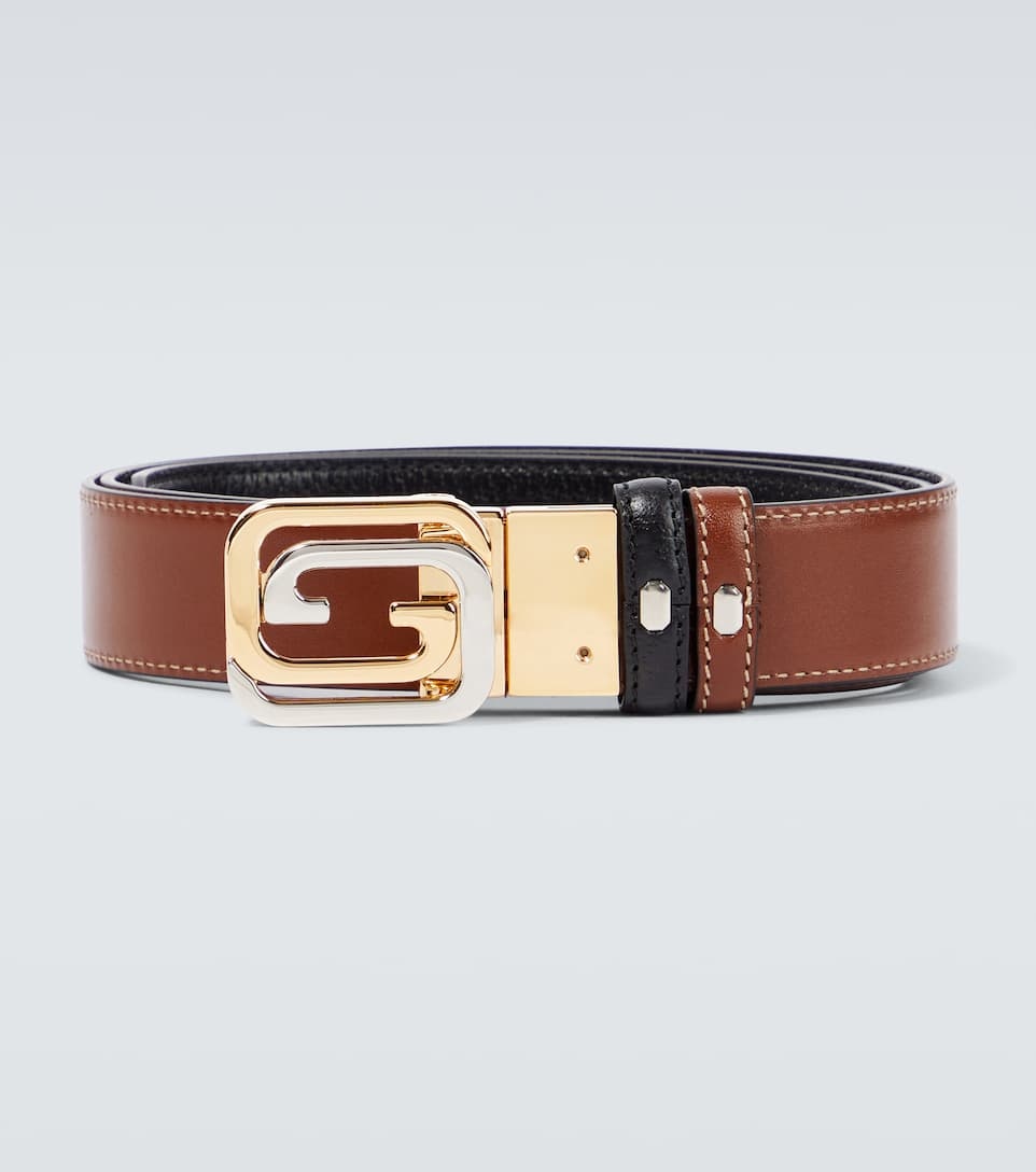 Reversible double G leather belt - 5