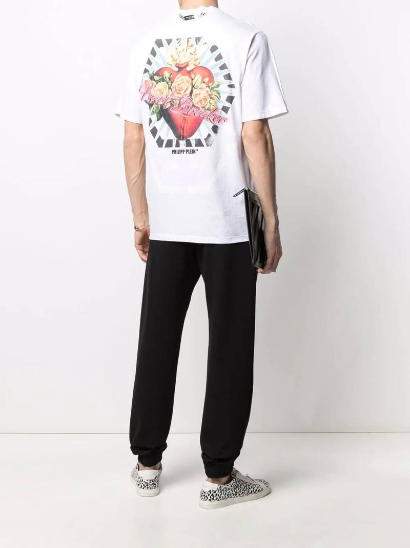PHILIPP PLEIN Heart Breaker chest print T-shirt outlook
