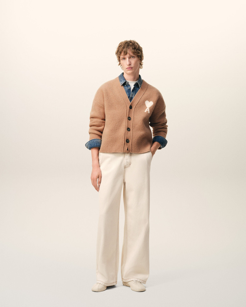 AMI Paris BROWN ALPACA AMI DE COEUR CARDIGAN outlook