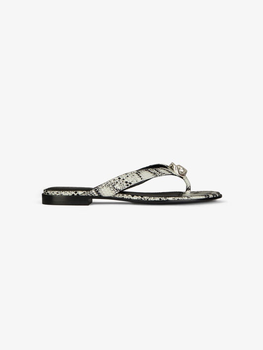 G CHAIN BUCKLE SANDALS IN PYTHON EFFECT LEATHER - 1