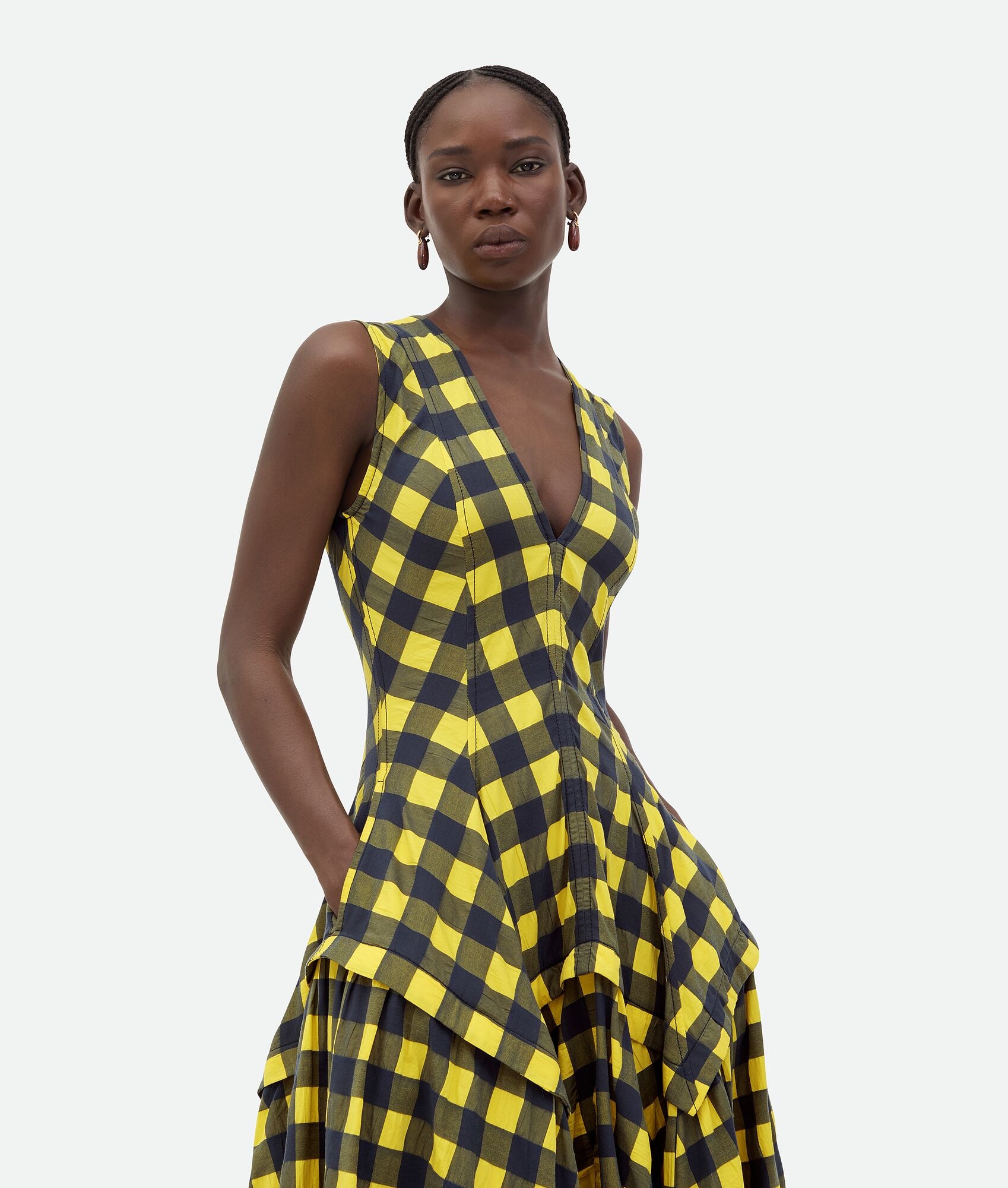 Gingham Cotton Dress - 5