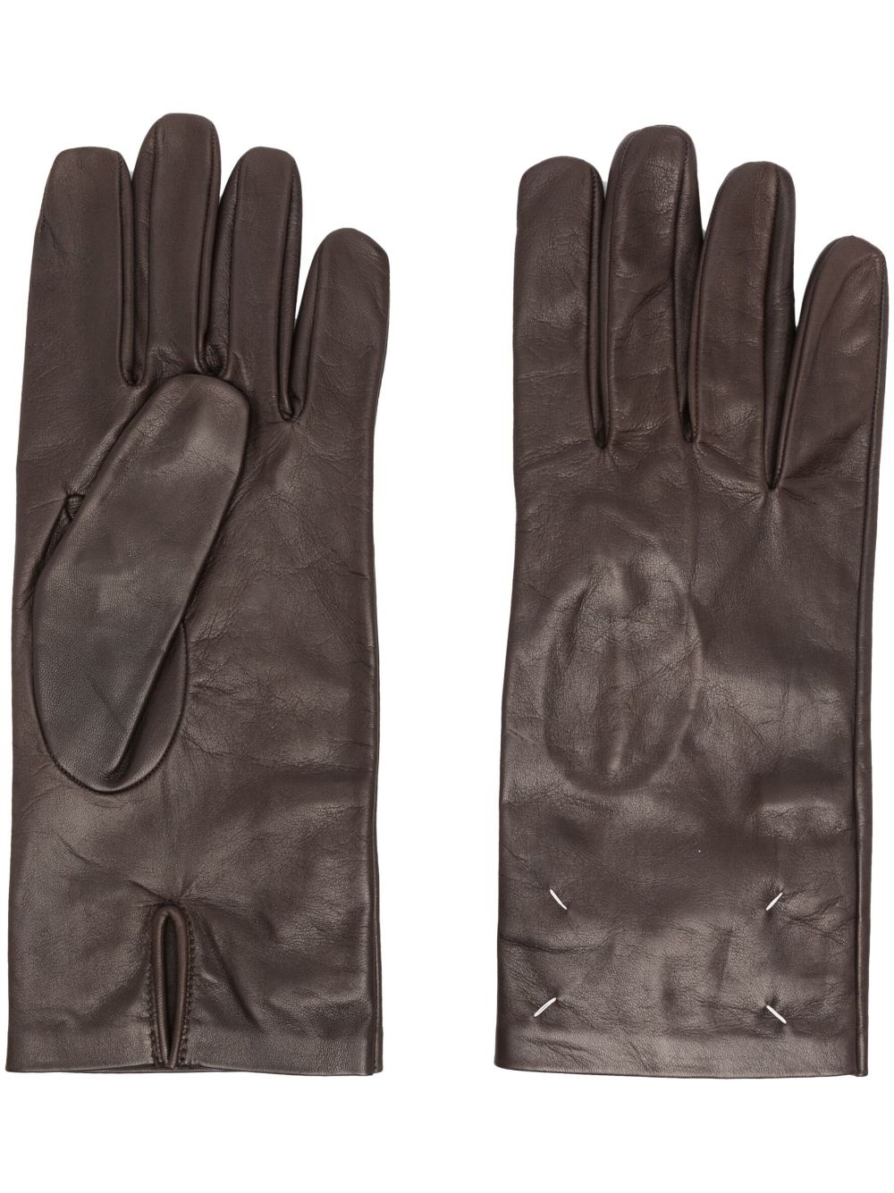 four-stitch logo leather gloves - 1