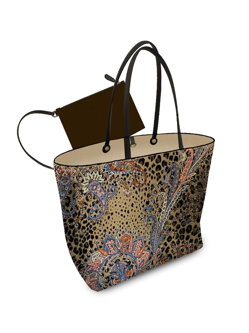 Women's Leopard-Print Jacquard Tote Bag - Beige Multi 1