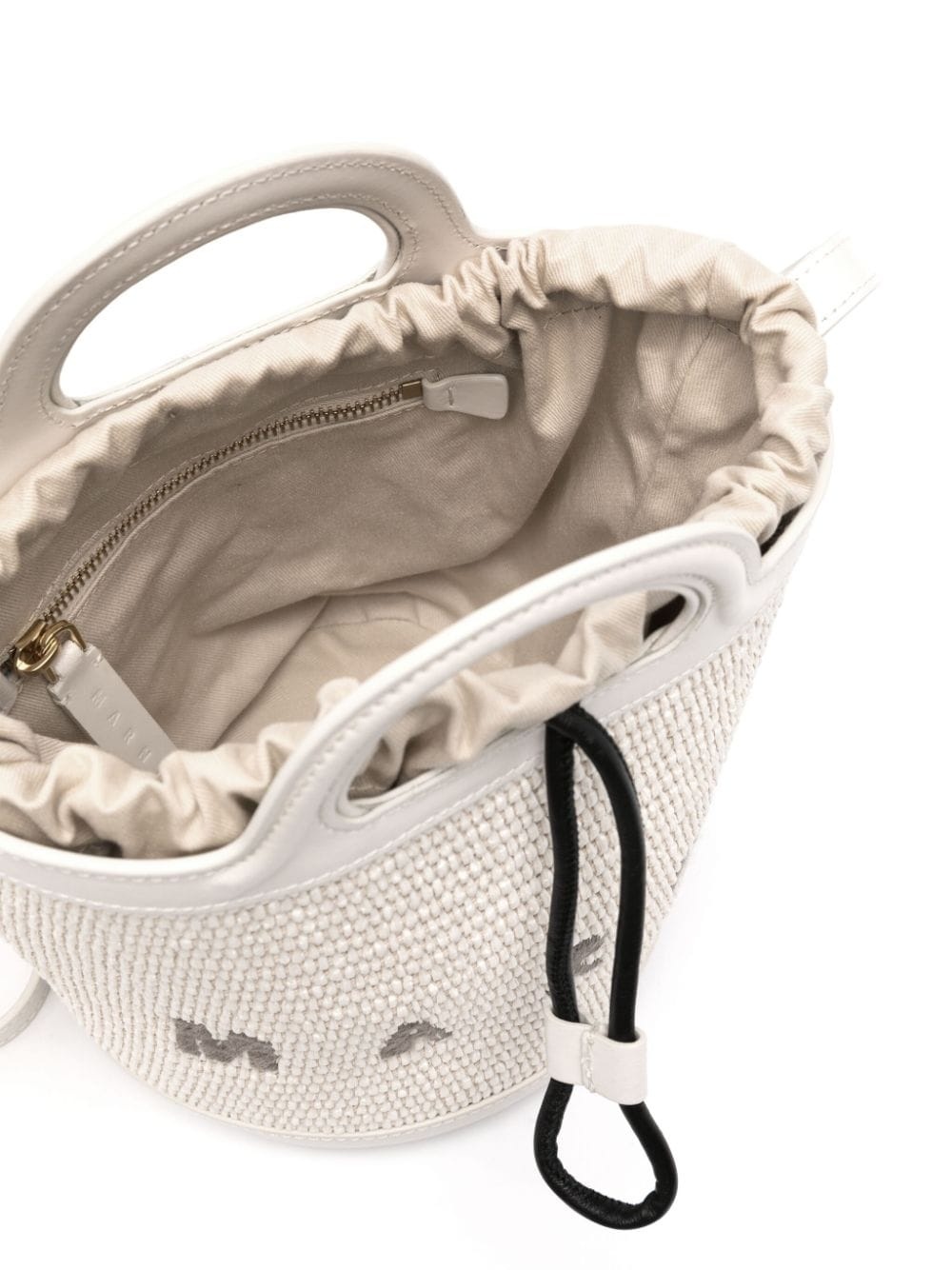 ハンドバッグ Marni Ivory Leather And Raffia Tropicalia Bucket Bag Marni Women Ivory Raffia And Leather Tropicalia Bucket Bag