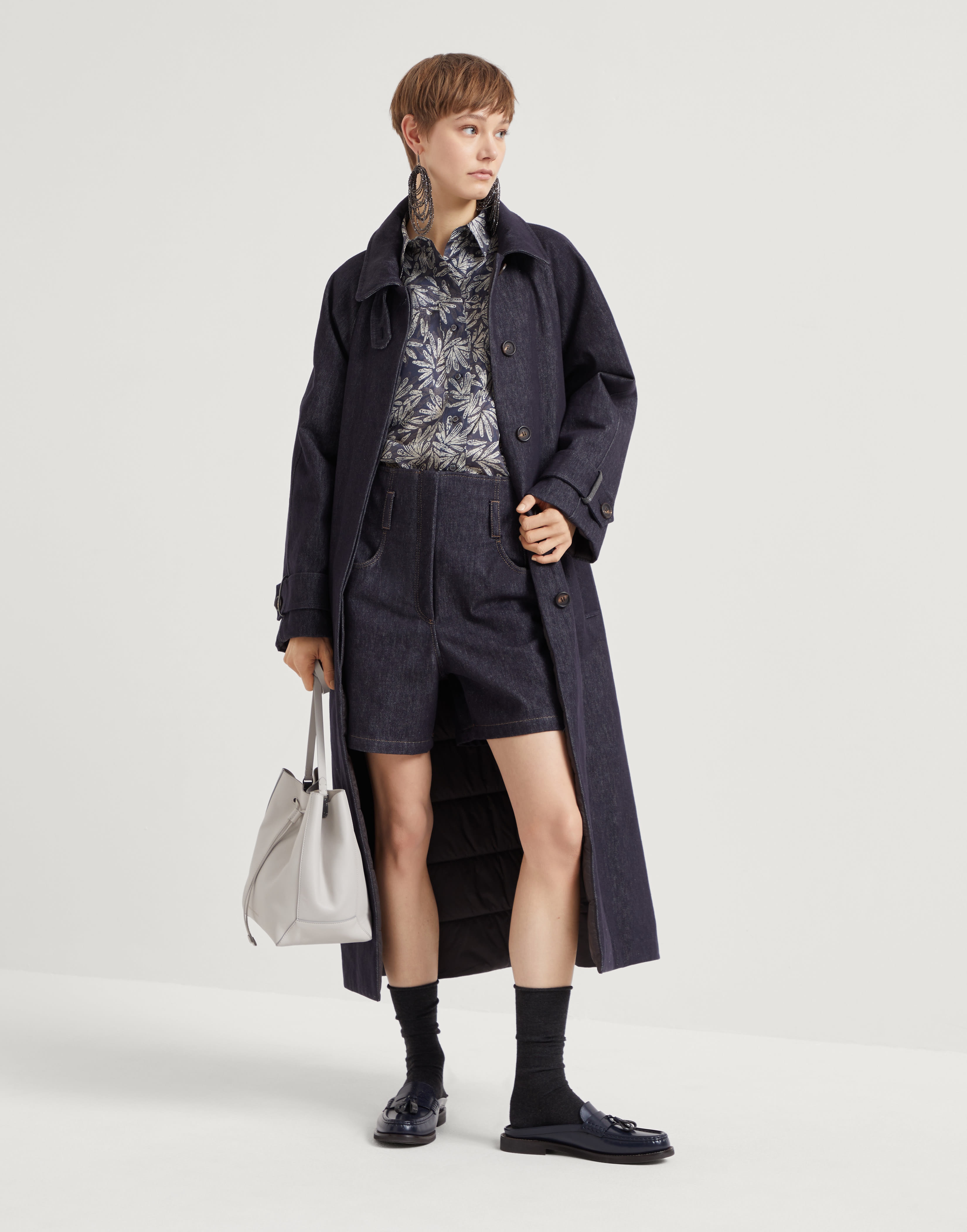 No-fade denim trench with Thermore® padding and shiny cuff details - 5