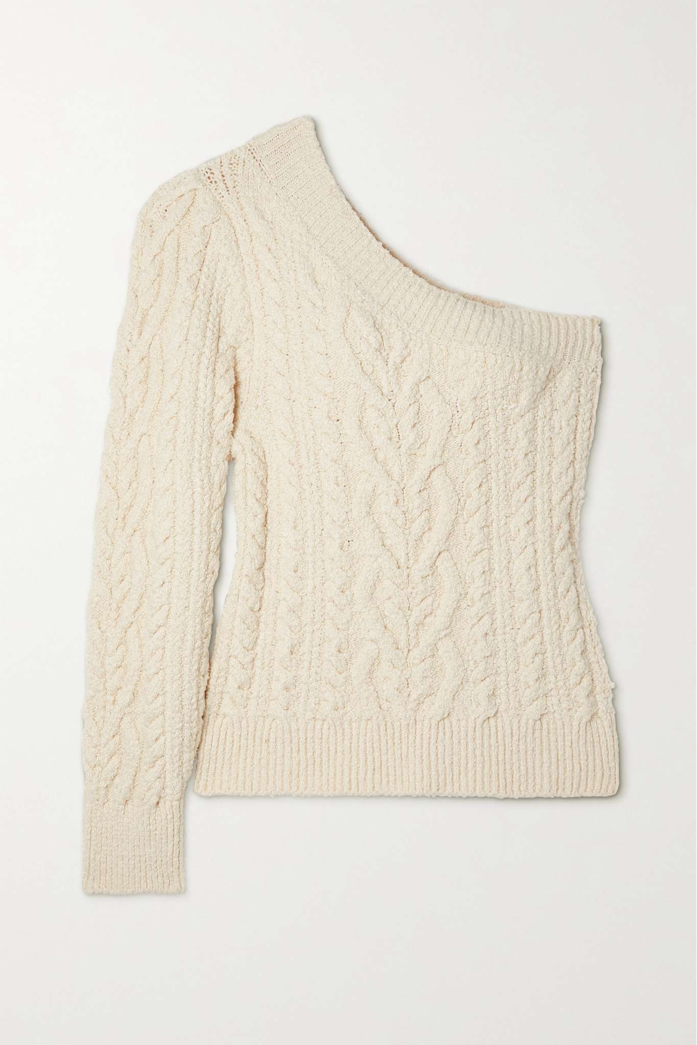 Blaine one-shoulder cable-knit cotton-blend sweater - 1